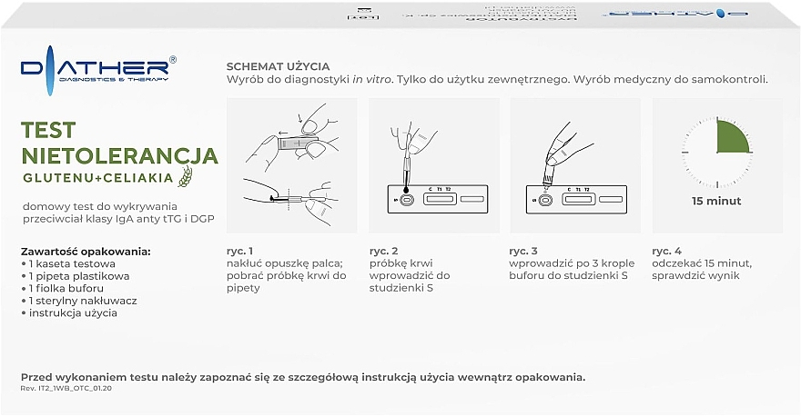 Test na nietolerancję glutenu + celiakię - Diather Diagnostics & Therapy — Zdjęcie N2