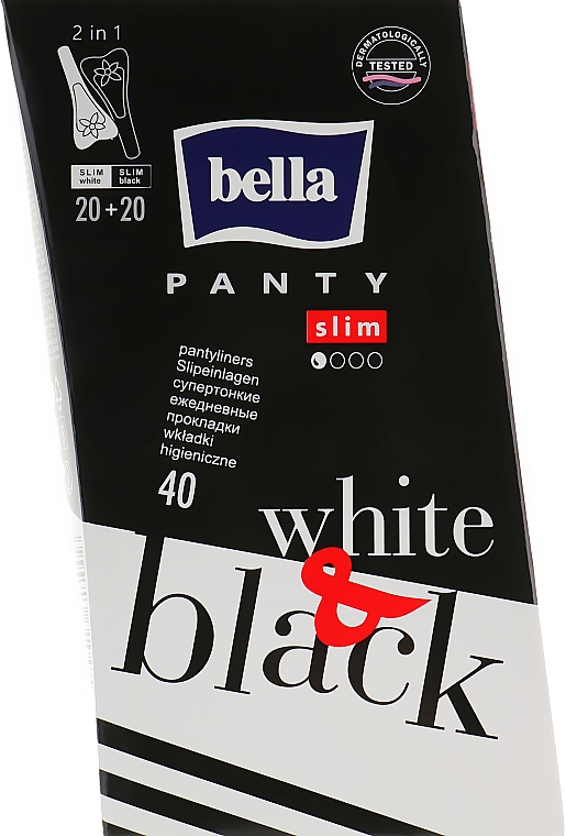 Wkładki higieniczne Panty Black & White, 40 szt. - Bella — Zdjęcie N1