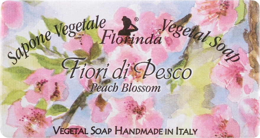 Mydło naturalne w kostce Kwiaty brzoskwini - Florinda Sapone Vegetale Soap Peach Blossom