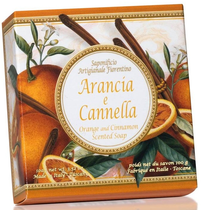 Naturalne mydło w kostce Pomarańcza i cynamon - Saponificio Artigianale Fiorentino Orange & Cinnamon — Zdjęcie N1