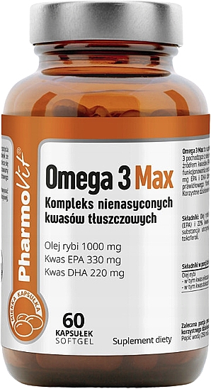 Suplement diety Omega 3 Max, 60 szt. - Pharmovit Omega 3 Max — Zdjęcie N1