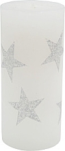 Kup Świeca dekoracyjna 6,7x15 cm, białe gwiazdki - Admit