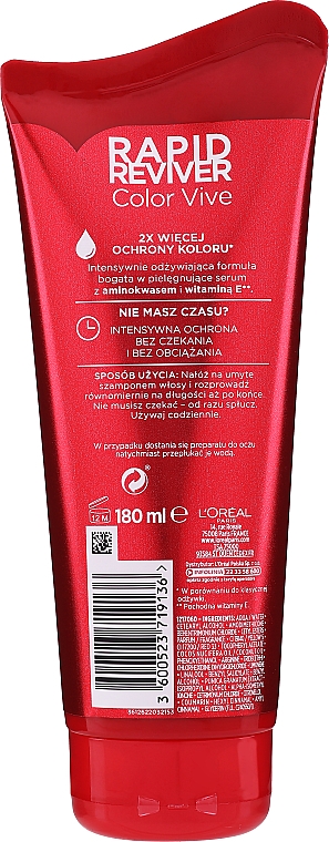 Intensywny balsam do włosów farbowanych - L'Oreal Paris Elseve Color-Vive Rapid Reviver Intensive Balsam — Zdjęcie N2