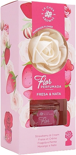 PRZECENA! Dyfuzor zapachowy w formie kwiatu Truskawka i śmietanka - La Casa De Los Aromas Reed Diffuser Strawberry & Cream * — Zdjęcie N3