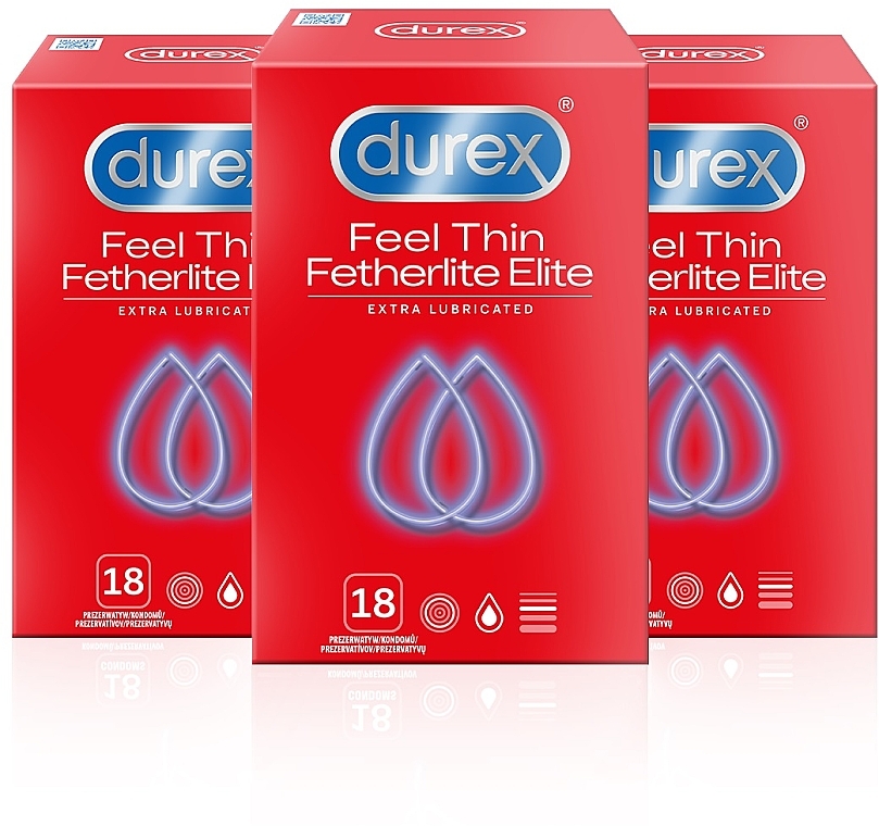 Prezerwatywy, 3 opakowania - Durex Feel Thin Extra Lubricated — Zdjęcie N1