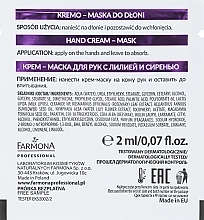 Maska kremowa do rąk o zapachu lilii i bzu - Farmona Professional Velvet Hands Cream-Mask (próbka) — Zdjęcie N2