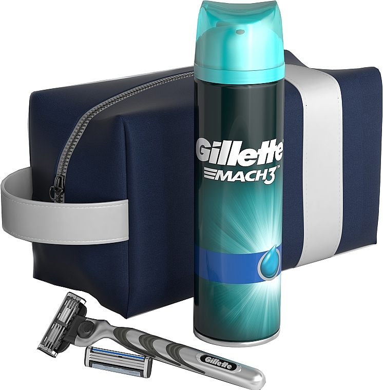 PRZECENA! Zestaw - Gillette Mach 3 Extra Comfort (sh/gel/200 ml + razor + blade/2 pcs + bag) * — Zdjęcie N2