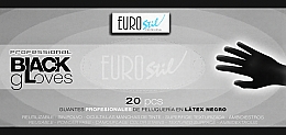Kup Rękawiczki jednorazowe, czarne, lateksowe, bezpudrowe, rozmiar M, 20 szt. - Eurostil