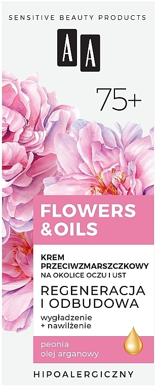 Krem przeciwzmarszczkowy na okolice oczu i ust 75+ - AA Flowers & Oils Anti-Wrinkle Eyes And Lip Cream — Zdjęcie N2