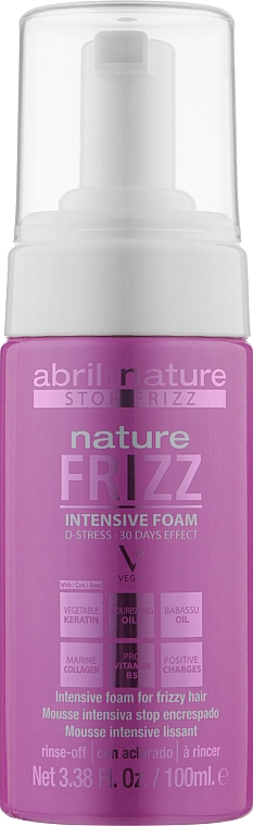 Pianka wygładzająca włosy - Abril et Nature Nature Frizz D-Stress Intensive Foam