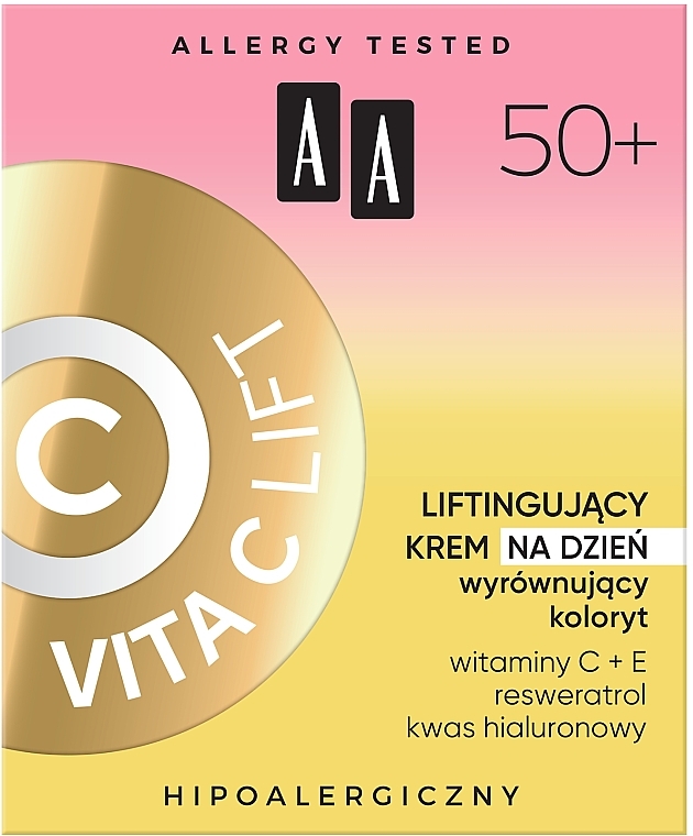 Liftingujący krem do twarzy na dzień wyrównujący koloryt 50+ - AA Vita C Lift Lifting Day Cream — Zdjęcie N3