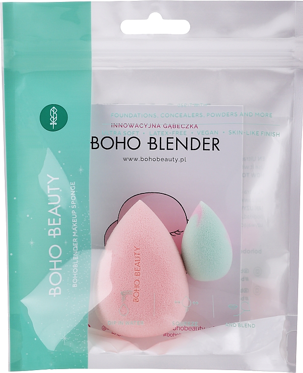 Zestaw gąbek do makijażu, 2 szt. - Boho Beauty Blender Candy Pink Medium + Mini Pastel Vibes — Zdjęcie N1
