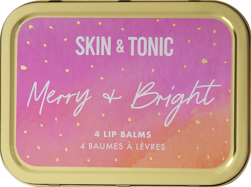 Zestaw balsamów do ust w różowo-złotym pudełku - Skin&Tonic Merry&Bright (lip/balm/4x4,3g) — Zdjęcie N1