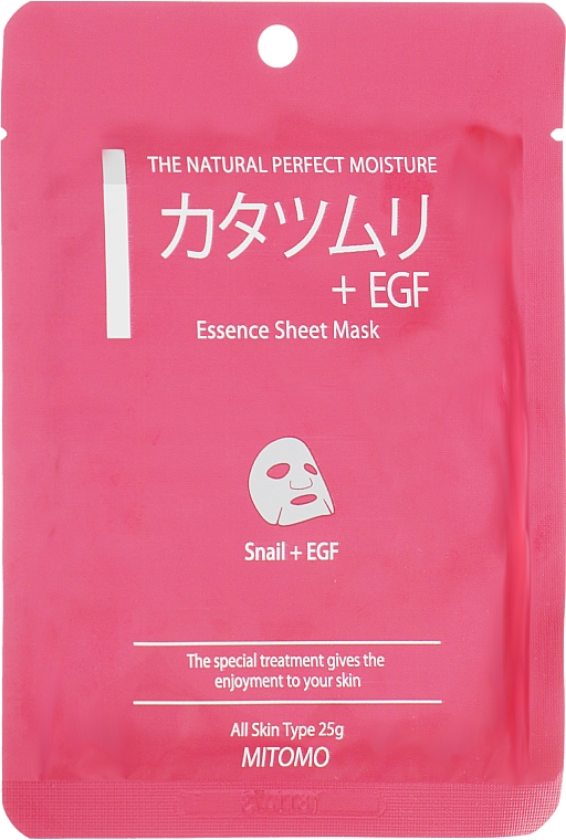 Maseczka do twarzy w płachcie Śluz ślimaka i EGF - Mitomo Essence Sheet Mask Snail + EGF — Zdjęcie N1
