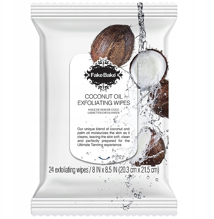 Chusteczki złuszczające nawilżane Kokos, 24 szt. - Fake Bake Coconut Exfoliating Wipes — Zdjęcie N1