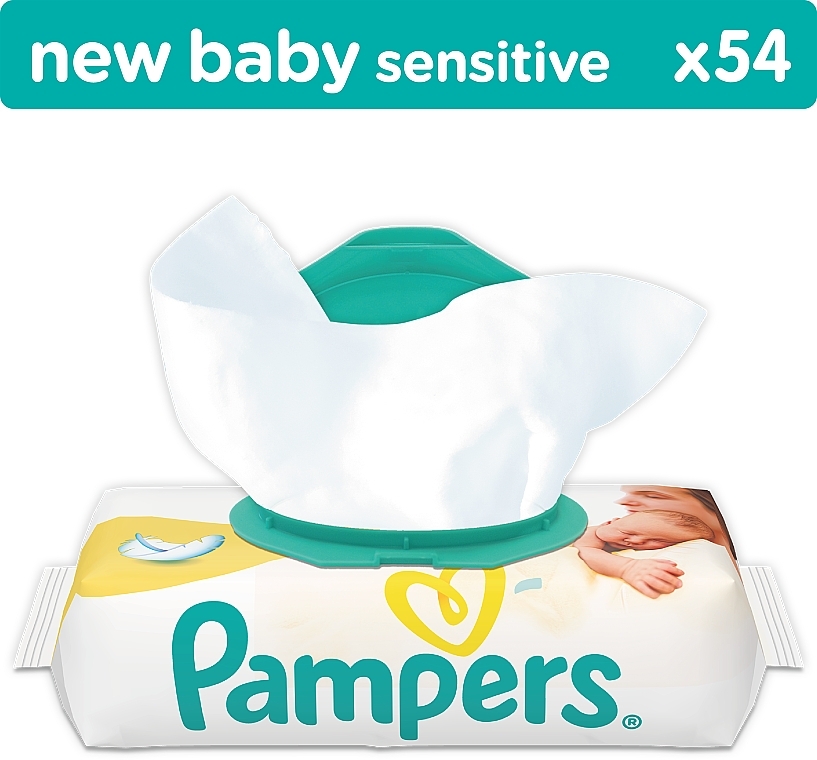 Chusteczki nawilżane dla niemowląt New Baby Sensitive, 54 szt - Pampers — Zdjęcie N1