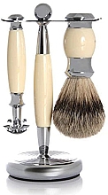 Zestaw do golenia - Golddachs Finest Badger, Safety Razor Ivory Chrom (sh/brush + razor + stand) — Zdjęcie N1