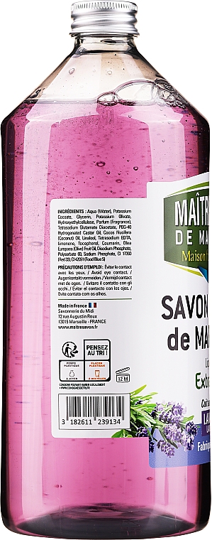 Naturalne mydło marsylskie w płynie Lawenda - Maitre Savon De Marseille Savon Liquide De Marseille Lavander Liquid Soap — Zdjęcie N4