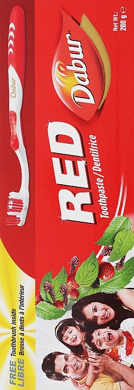 Zestaw z czerwoną szczotką - Dabur Red (toothbrush/1pc + toothpaste/200g) — Zdjęcie N1