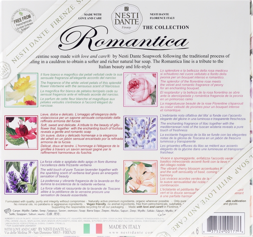 Zestaw mydeł w kostce - Nesti Dante Romantica Collection (6 x soap 150 g) — Zdjęcie N3