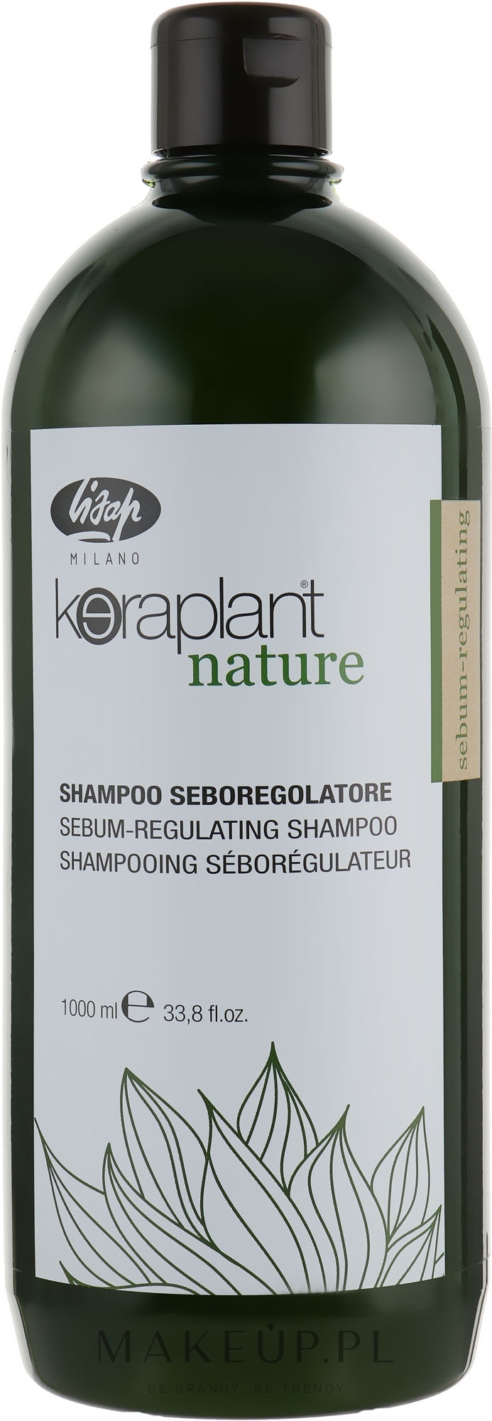 Szampon do włosów przetłuszczających się - Lisap Keraplant Nature Sebum-Regulating Shampoo — Zdjęcie 1000 ml