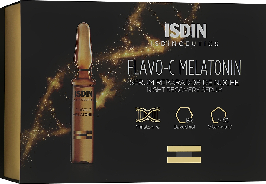 Serum do twarzy na noc w ampułkach - Isdin Isdinceutics Flavo C Melatonin Serum Reparador De Noche — Zdjęcie N4