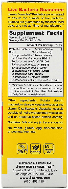 Probiotyk dla zdrowia układu pokarmowego - Jarrow Formulas Jarro-Dophilus EPS 5 Billion — Zdjęcie N2