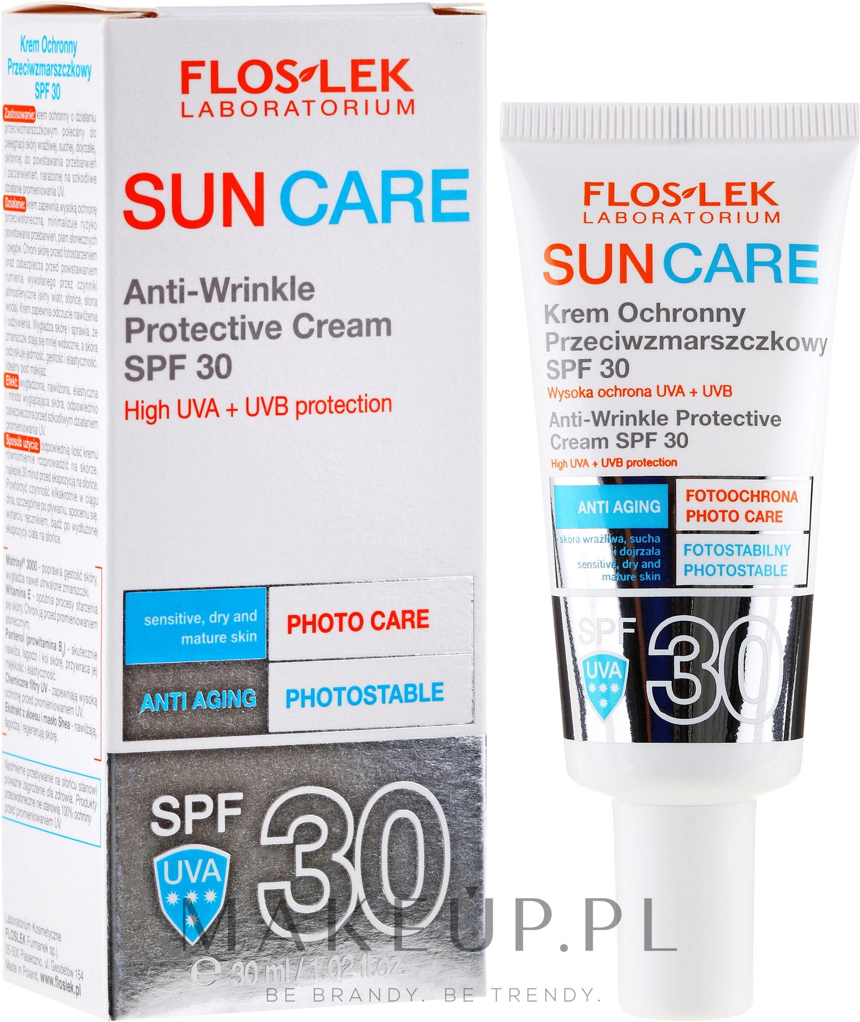 Ochronny krem przeciwzmarszczkowy SPF 30 - Floslek Sun Care — Zdjęcie 30 ml
