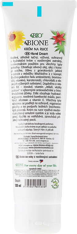 PREZENT! Krem do rąk z roślinnymi ekstraktami - Bione Cosmetics Hand Cream with Plant Extracts — Zdjęcie N3