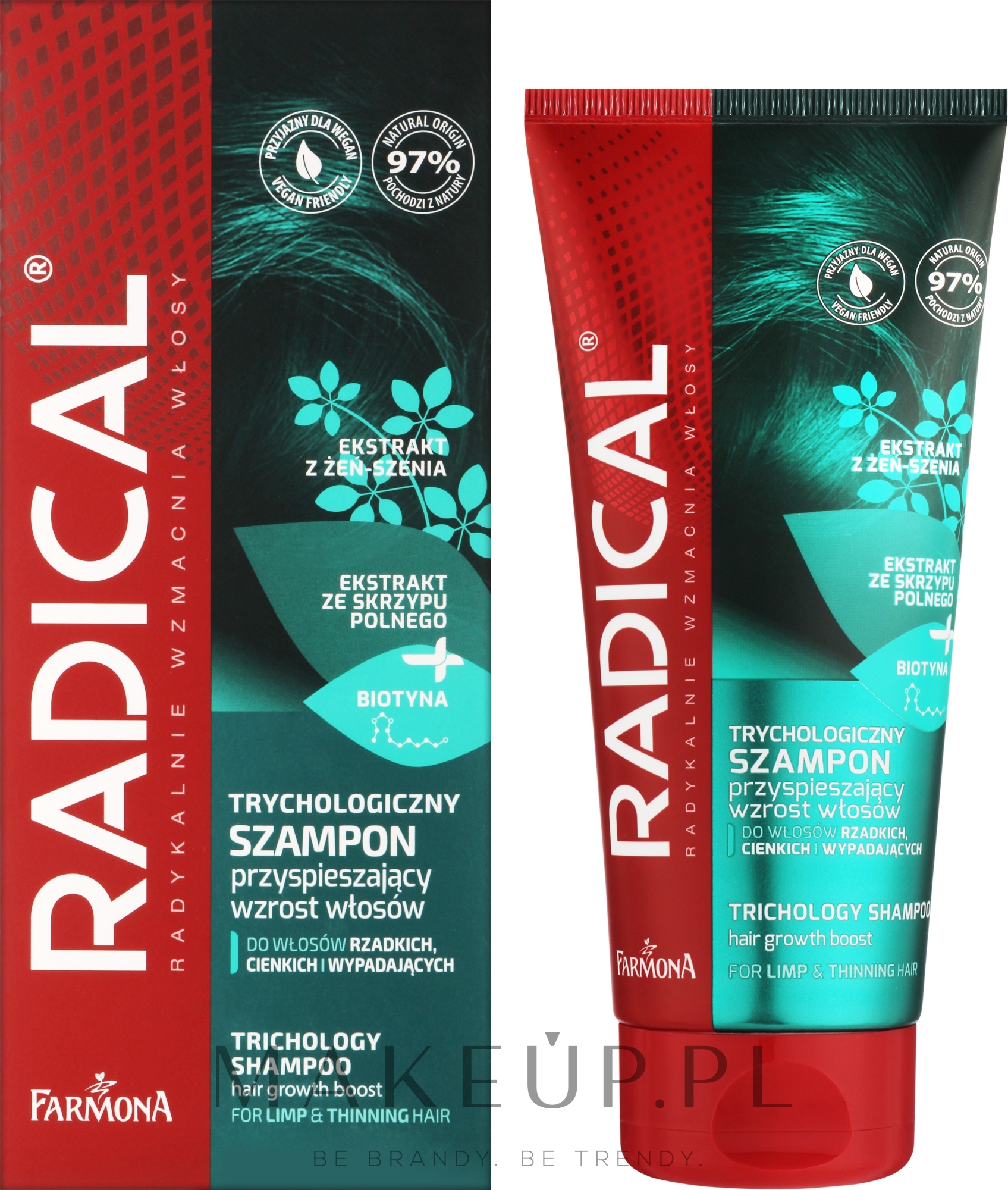 Trychologiczny szampon przyspieszający wzrost włosów - Farmona Radical Trichology Shampoo — Zdjęcie 200 ml