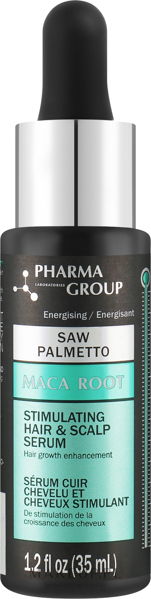 Serum stymulujące do włosów i skalpu - Pharma Group Laboratories Saw Palmetto + Maca Root Hair & Scalp Serum — Zdjęcie 35 ml