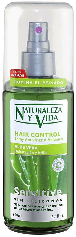 Spray do włosów z aloesem - Natur Vital Sensitive Hair Control Anti-Frizz & Volume Spray — Zdjęcie N1