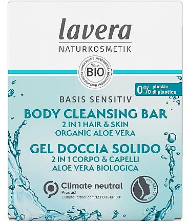 Mydło stałe do ciała i włosów - Lavera Body Cleansing Bar 2 in 1 Hair & Skin Organic Aloe Vera — Zdjęcie N1