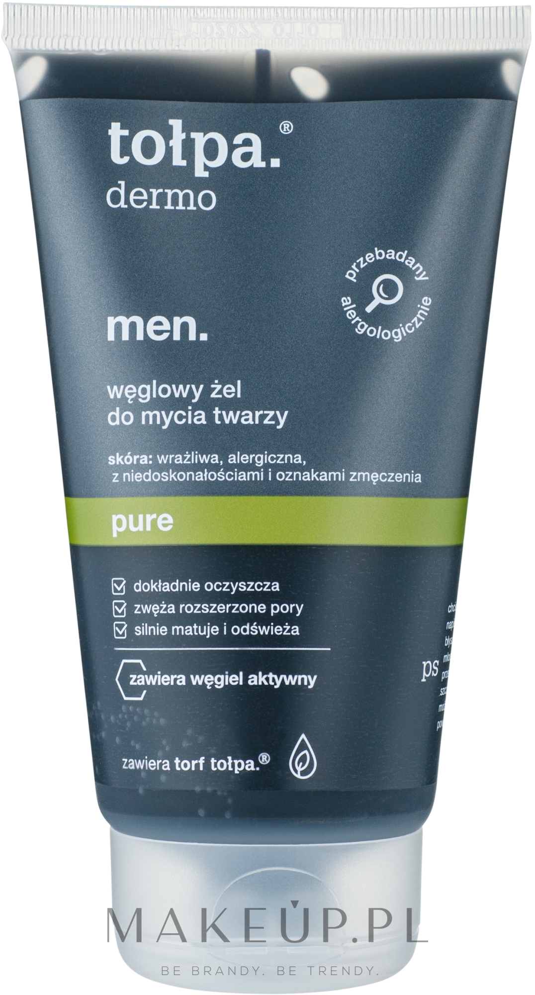 Węglowy żel do mycia twarzy - Tołpa Dermo Men Pure Charcoal Face Wash Gel — Zdjęcie 150 ml