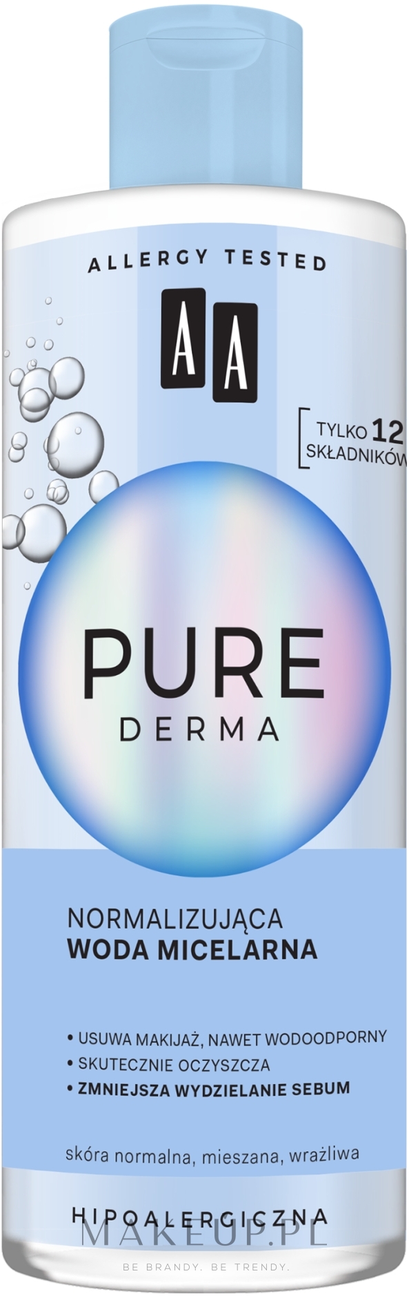 Nawilżająco-normalizująca woda micelarna - AA Pure Derma — Zdjęcie 400 ml