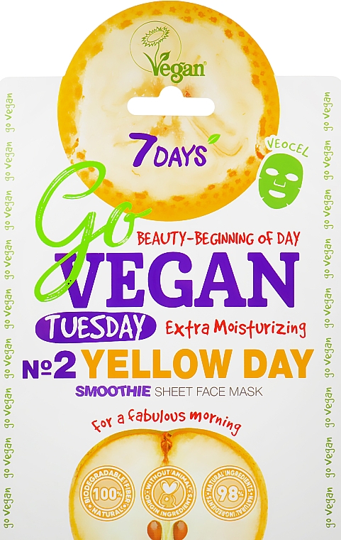Nawilżająca maseczka do twarzy z ekstraktem z gruszki - 7 Days Go Vegan Tuesday Yellow Day — Zdjęcie N1