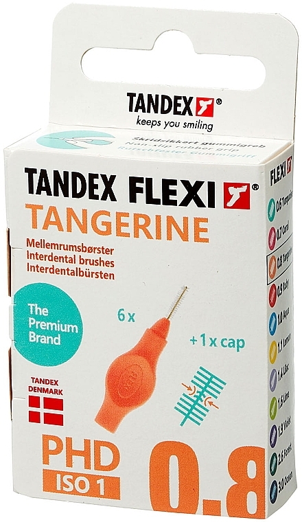 Szczoteczki międzyzębowe, 0,8 mm, pomarańczowe - Tandex Flexi Ultrafine Tangarine — Zdjęcie N1