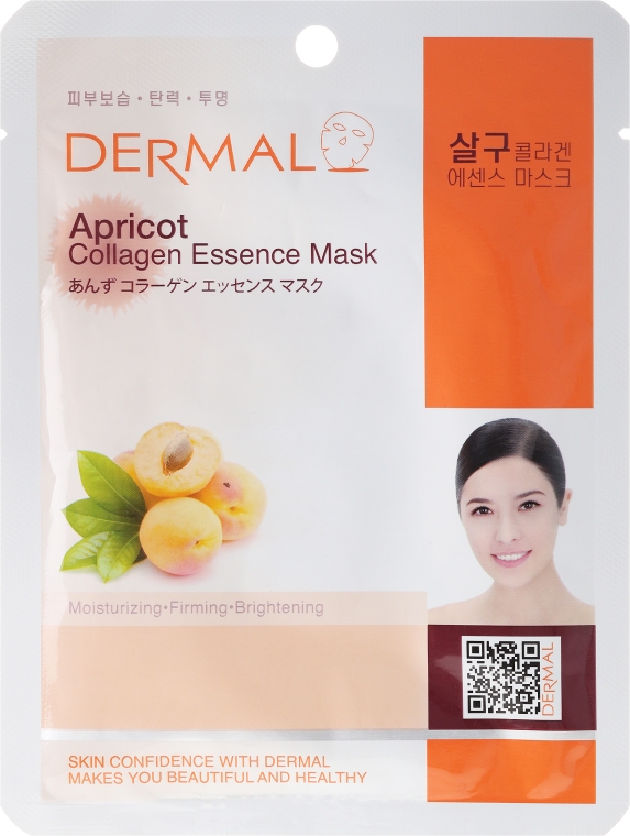 Kolagenowa esencjonalna maseczka w płachcie do twarzy Morela - Dermal Apricot Collagen Essence Mask — Zdjęcie N1