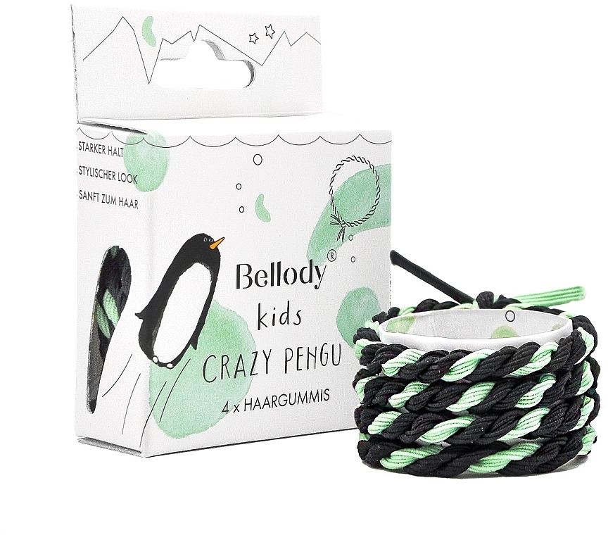 Gumki do włosów, 4 szt. - Bellody Kids Edition Crazy Pengu — Zdjęcie N1