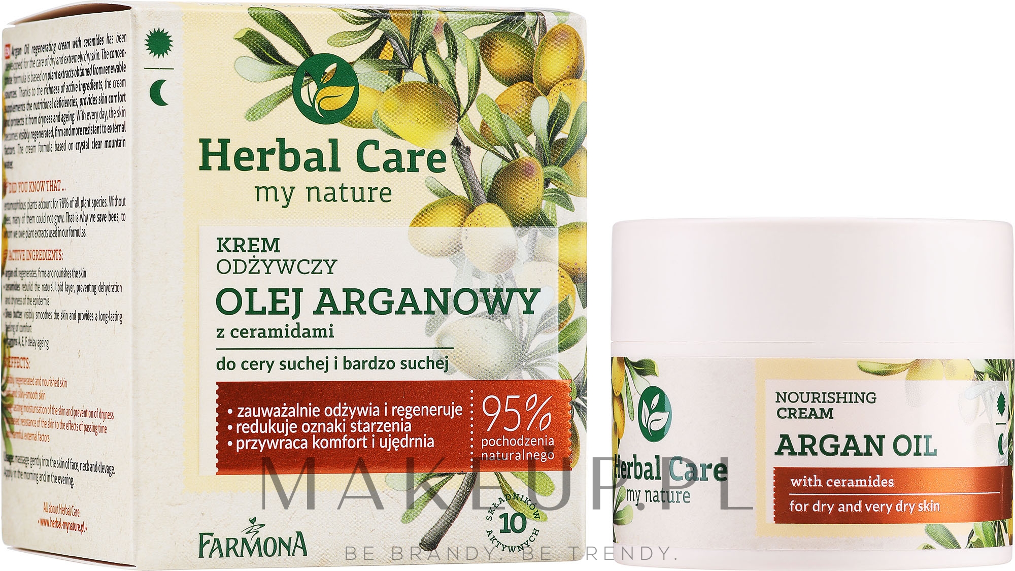 Odżywczy krem do skóry suchej i bardzo suchej Olej arganowy - Farmona Herbal Care Regenerating Cream — Zdjęcie 50 ml