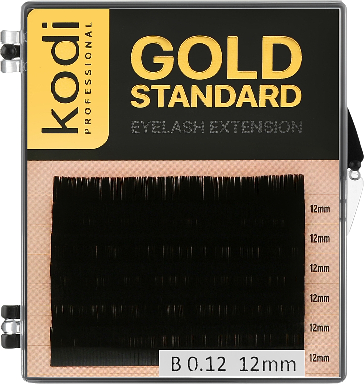Sztuczne rzęsy Gold Standart B 0.12 (6 rzędów: 12 mm) - Kodi Professional — Zdjęcie N1
