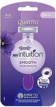 Jednorazowe maszynki do golenia dla kobiet, 3 szt. - Wilkinson Sword My Intuition Quattro Smooth Violet Bloom — Zdjęcie N2