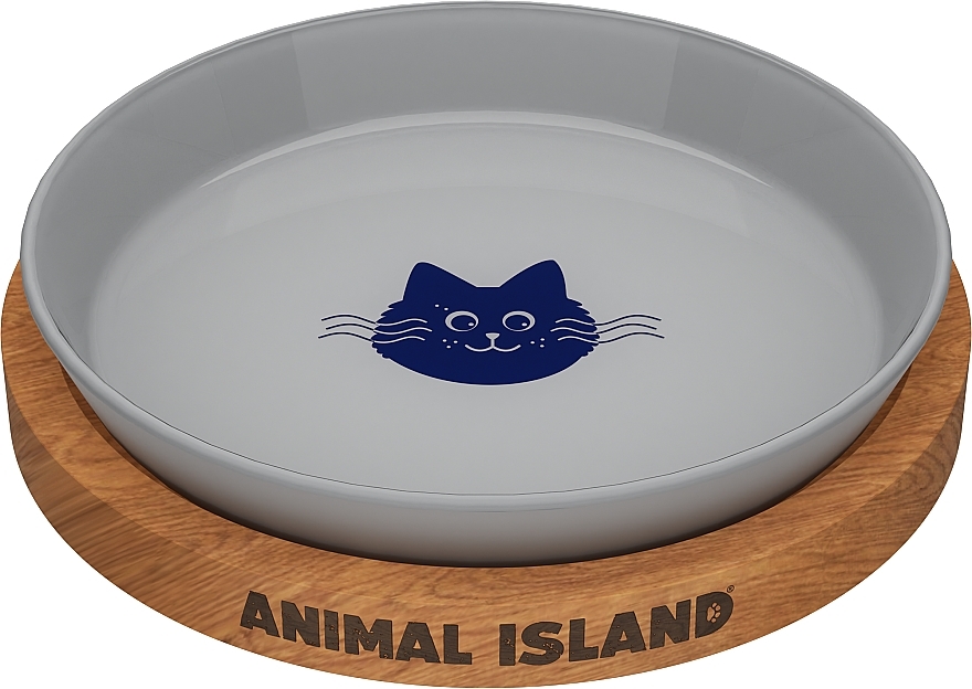 PREZENT! Szklany talerz na karmę dla kota, szary - Animal Island  — Zdjęcie N1