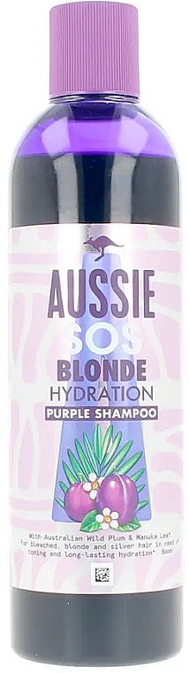 Fioletowy szampon nawilżający - Aussie SOS Blonde & Hydrate Purple Shampoo — Zdjęcie N1