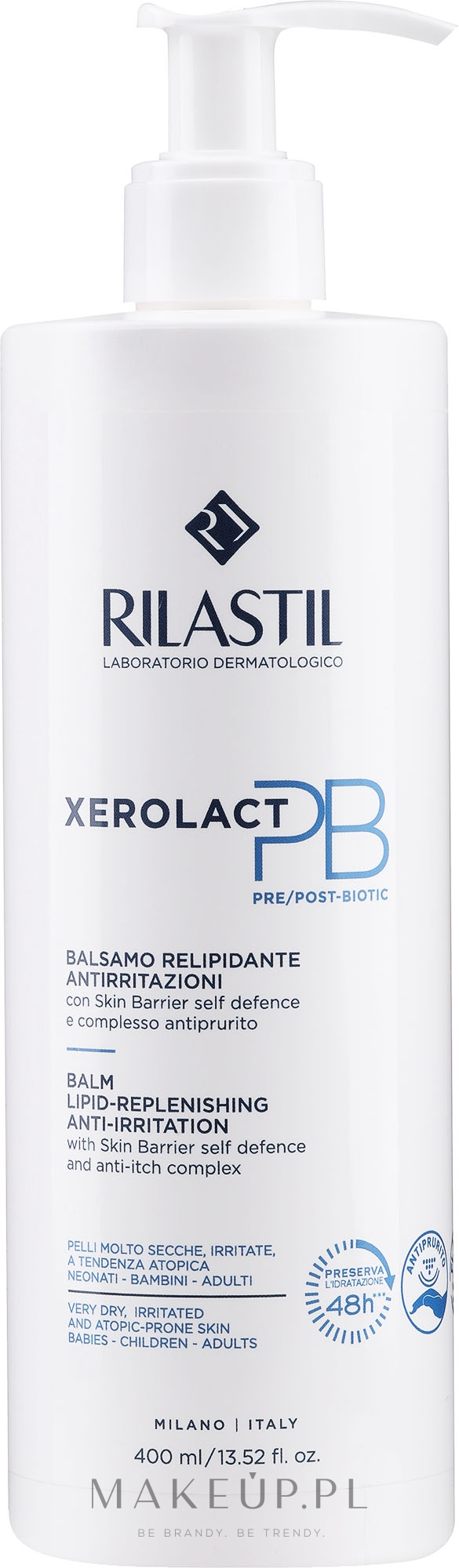 Balsam lipidowy do suchej, wrażliwej i skłonnej do atopii skóry twarzy i ciała - Rilastil Xerolact PB Balm — Zdjęcie 400 ml