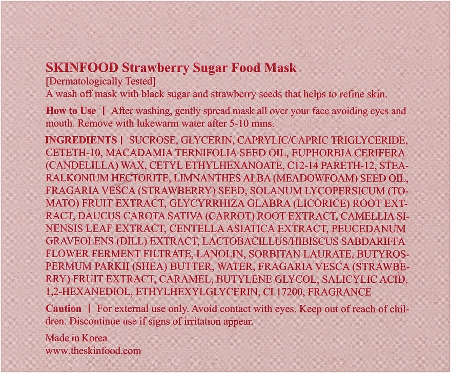 Złuszczająco-rozświetlająca maska do twarzy Truskawka i cukier - Skinfood Pore Cleanse & Exfoliate Strawberry Sugar Food Mask — Zdjęcie N3