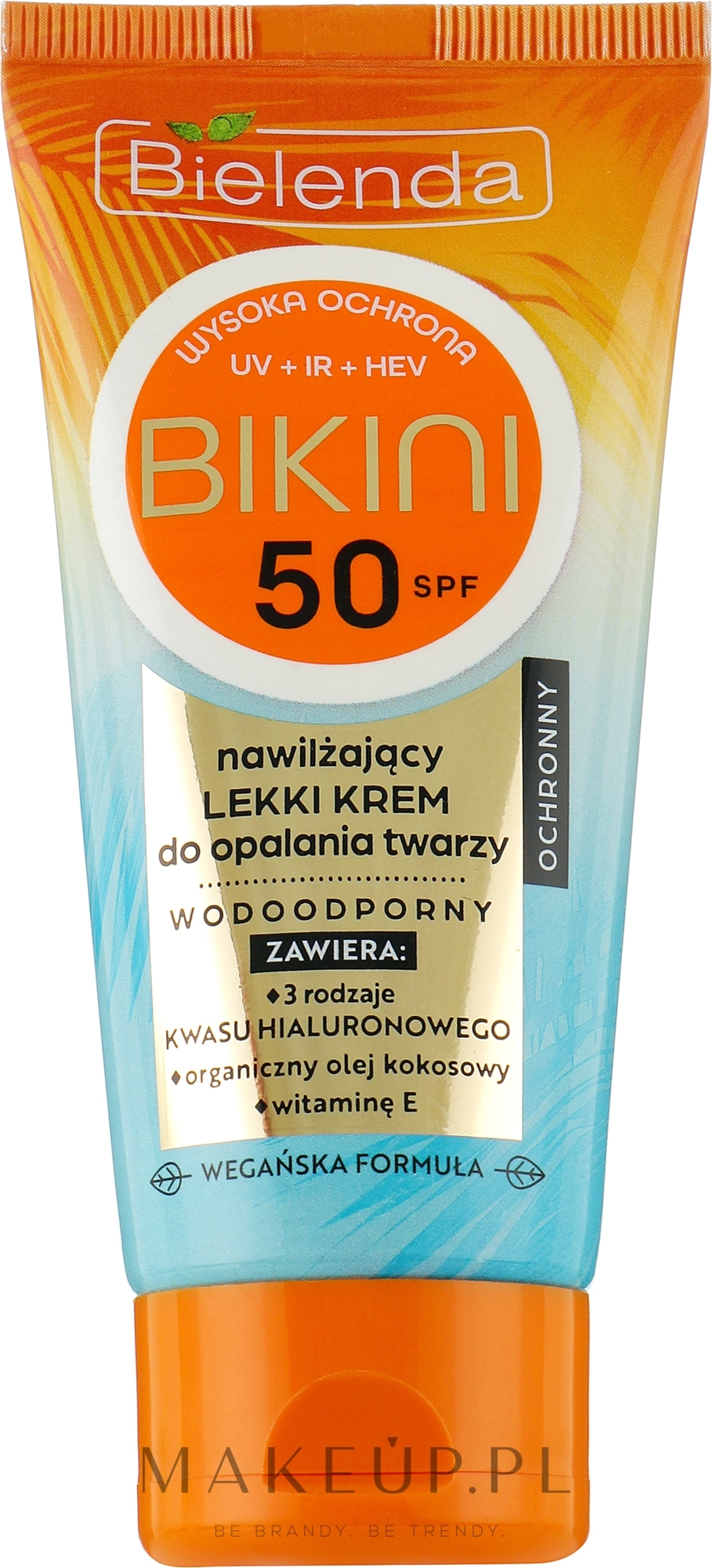 Nawilżający lekki krem do opalania twarzy - Bielenda Bikini Moisturizing Face Cream SPF50 — Zdjęcie 50 ml