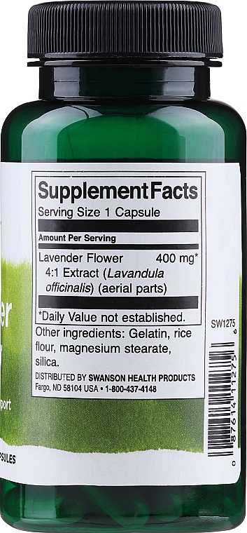 Suplement diety Kwiaty lawendy, 400 mg - Swanson Full Spectrum Lavender Flower — Zdjęcie N2