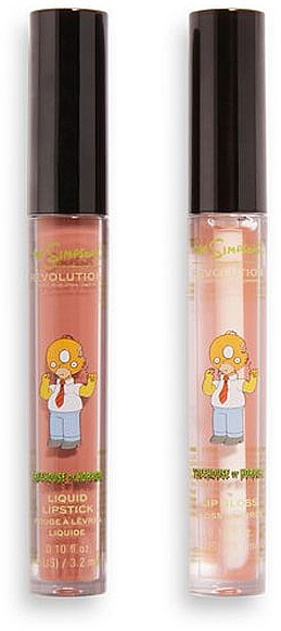 Zestaw do makijażu ust - Makeup Revolution The Simpsons Treehouse of Horror Lip Set Donut Head Homer (lipgloss/3.2ml + lipstick/3.2ml) — Zdjęcie N3