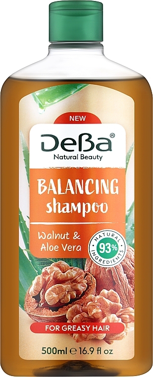Szampon równoważący z orzechami włoskimi i aloesem do włosów przetłuszczających się - DeBa Natural Beauty Balancing Shampoo — Zdjęcie N1